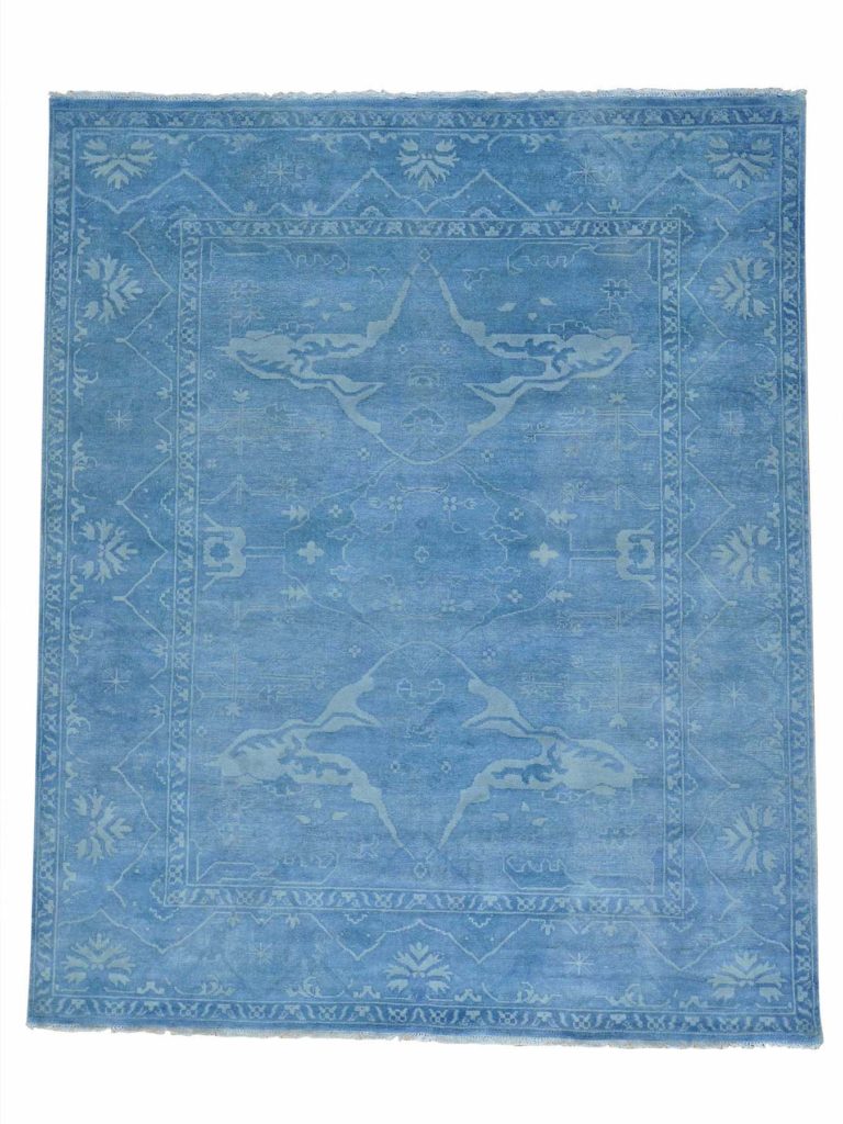 overdyed oushak blue rug