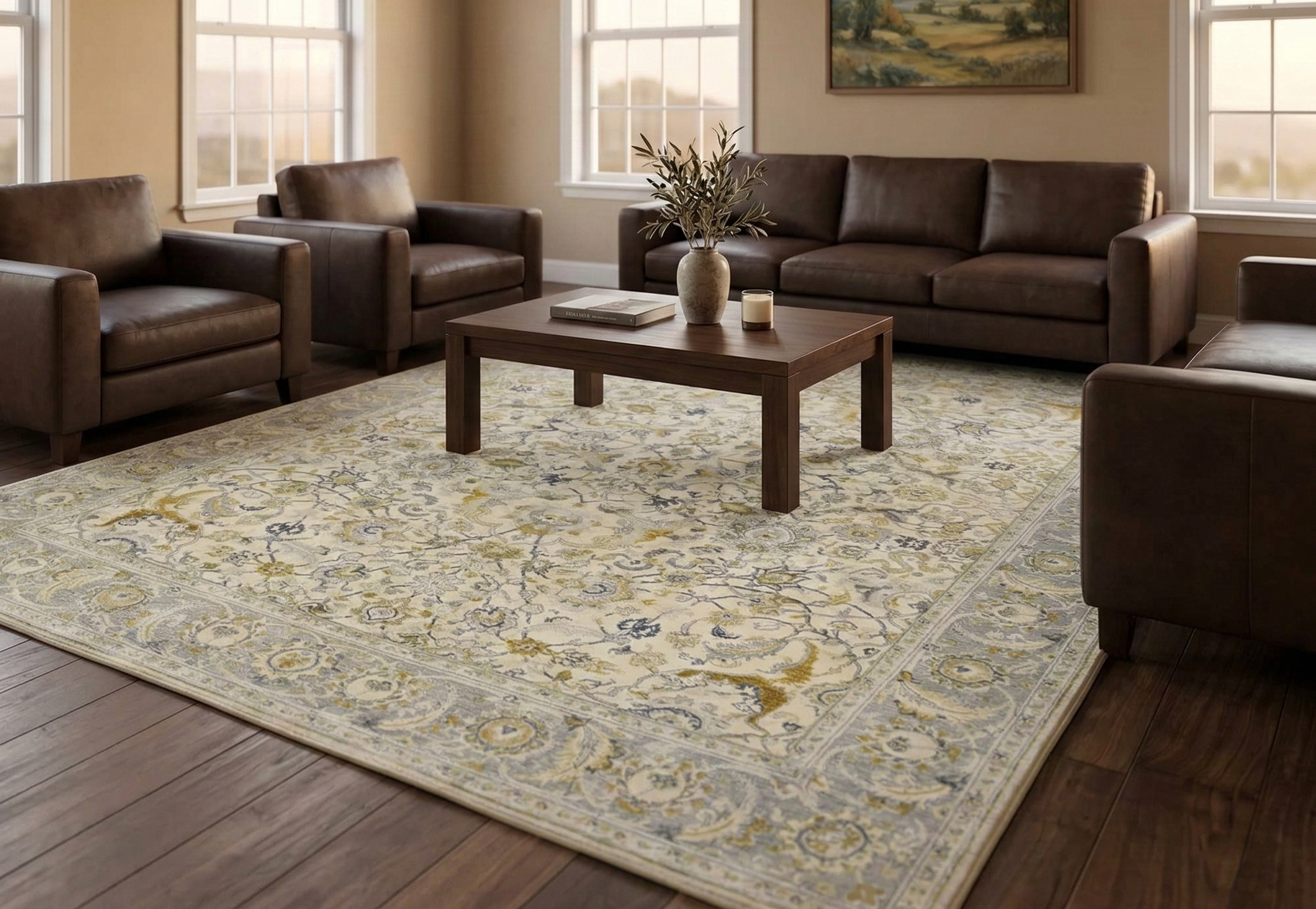 Linen White, Hand Knotted, 17th Century Persian Esfahan Inspired with Polonaise Influence Design, Shaved Low, Distressed, 100% Wool, Oriental Rug