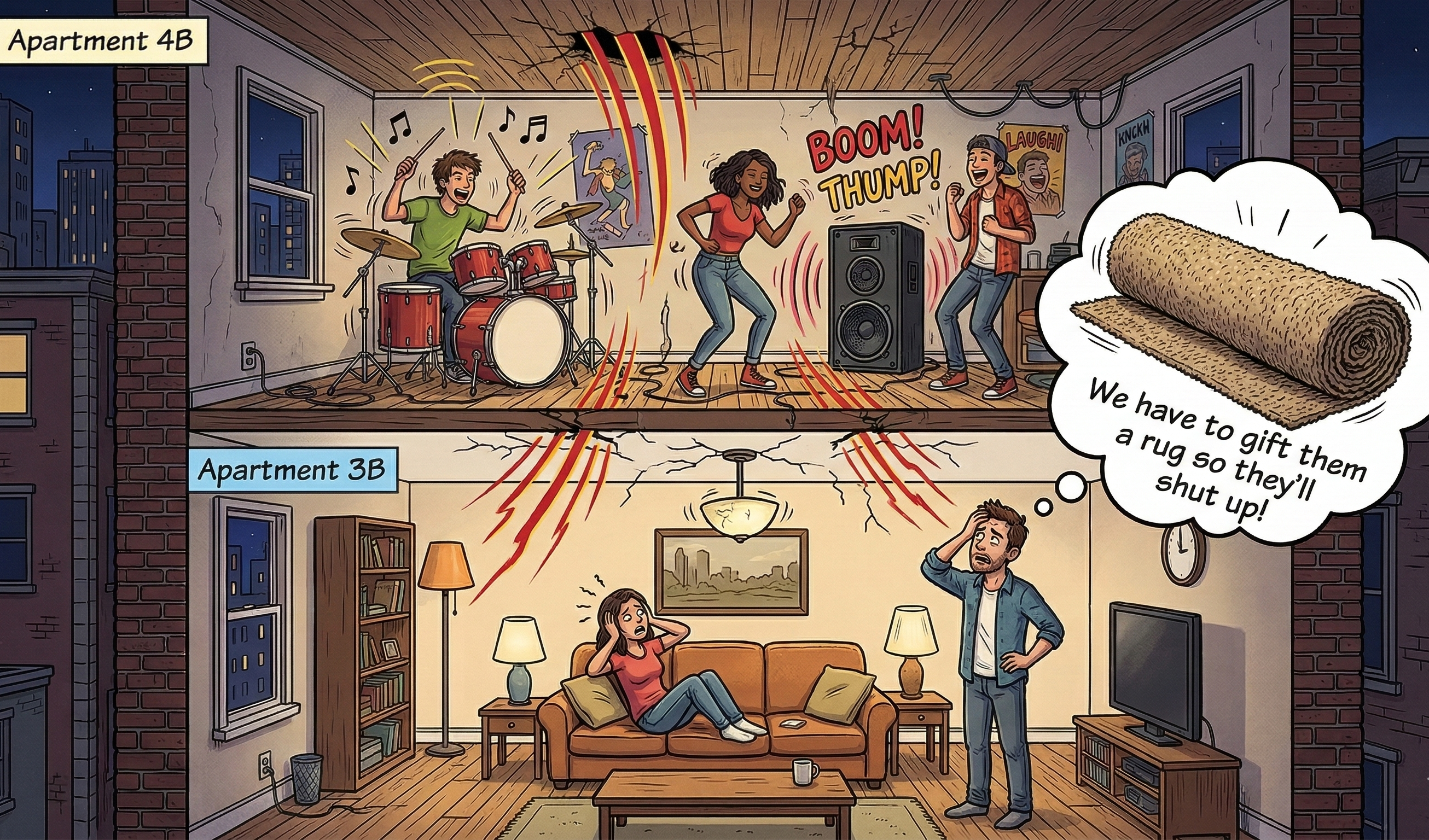 Illustration of a noisy family