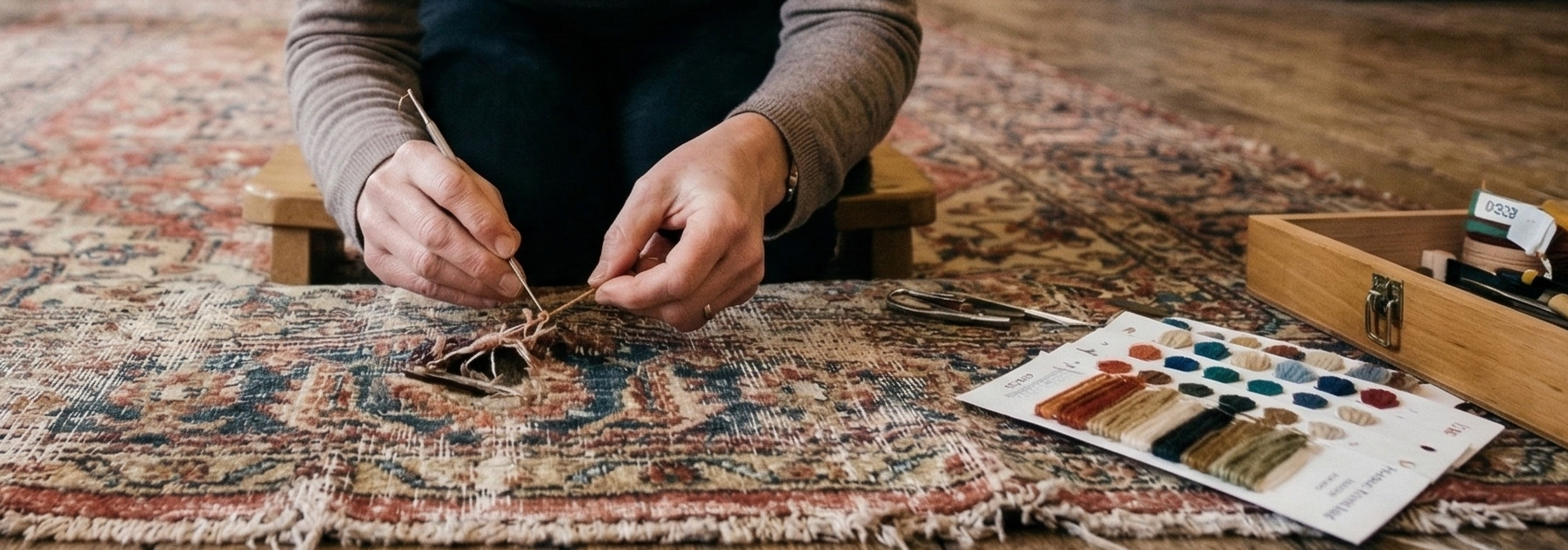 Illustration of detailed carpet repair