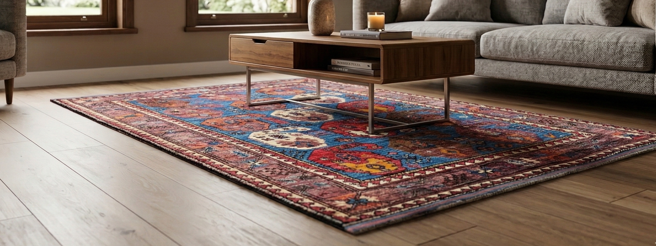 Carolina Blue, Afghan Ersari with Turkish Knot, Caucasian Design Revival, Vegetable Dyes, Densely Woven, Hand Knotted, Soft and Velvety Wool, Oriental Rug