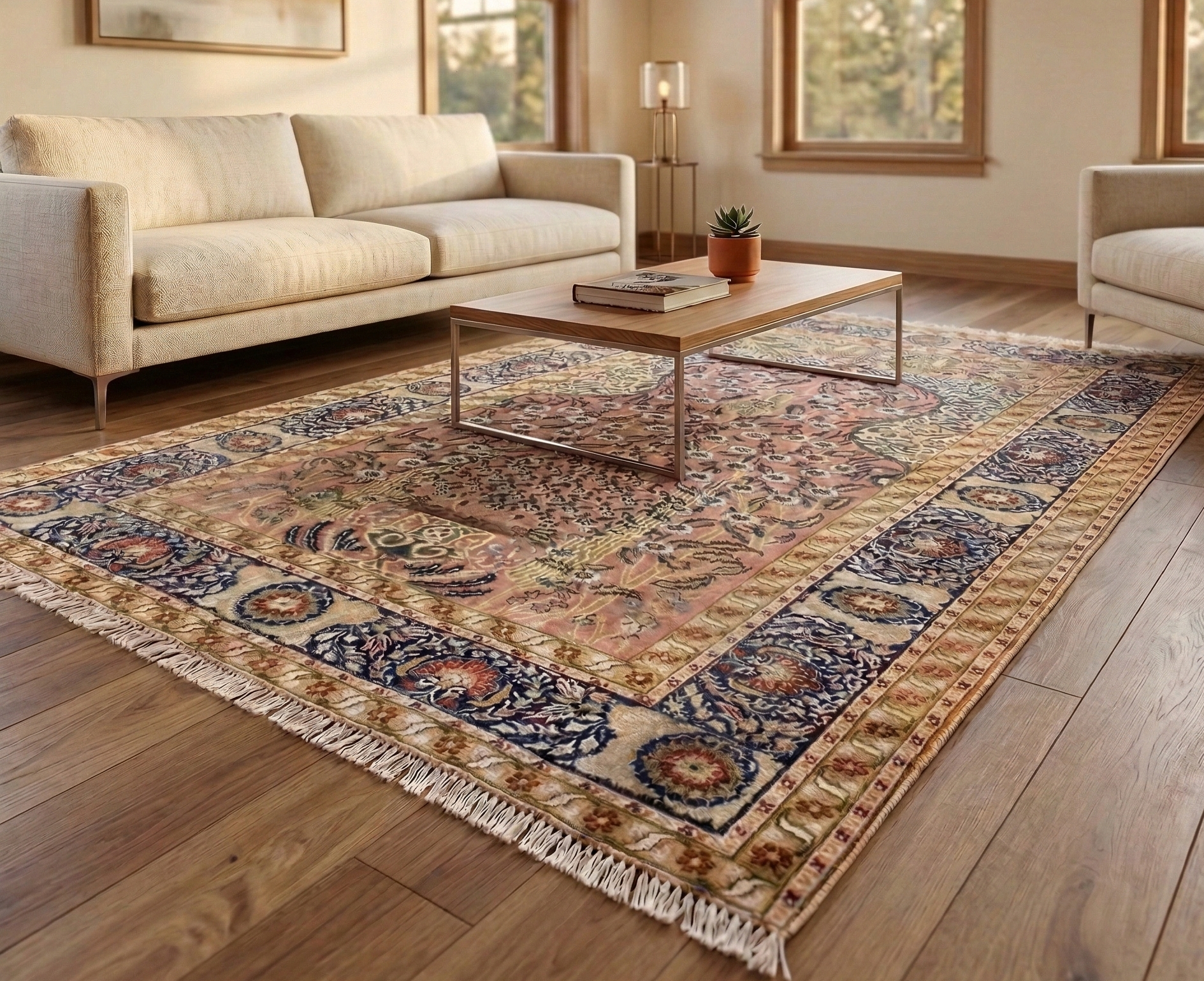 Peach Color, Vintage Turkish Kayseri Prayer Rug, Clean, 100% Wool, Hand Knotted, Oriental