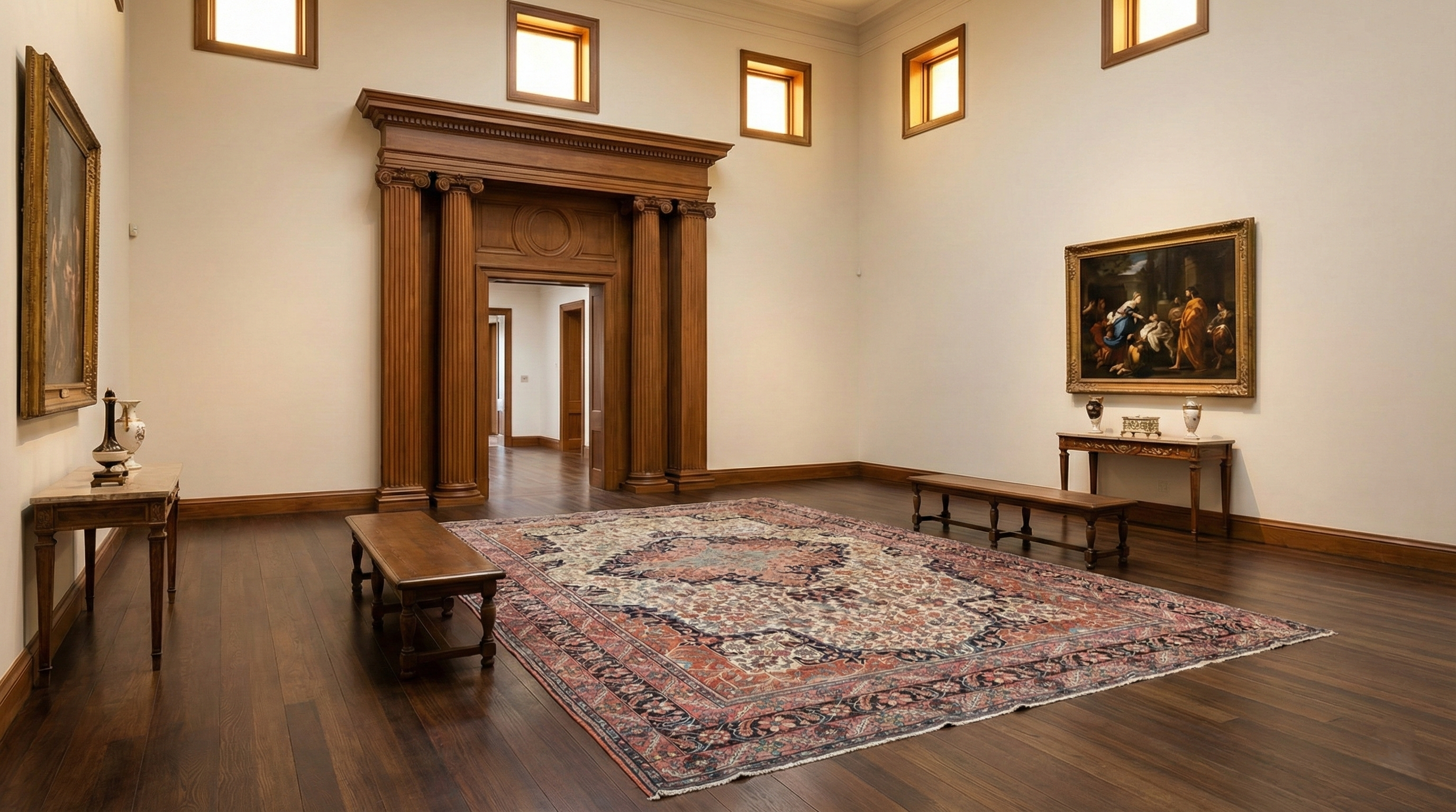 Chiffon White, Antique Persian Sarouk Fereghan, Intricate Small Flower and Serrated Leaf Center Medallion Design, Good Condition and Clean, 100% Wool, Hand Knotted, Oriental Rug