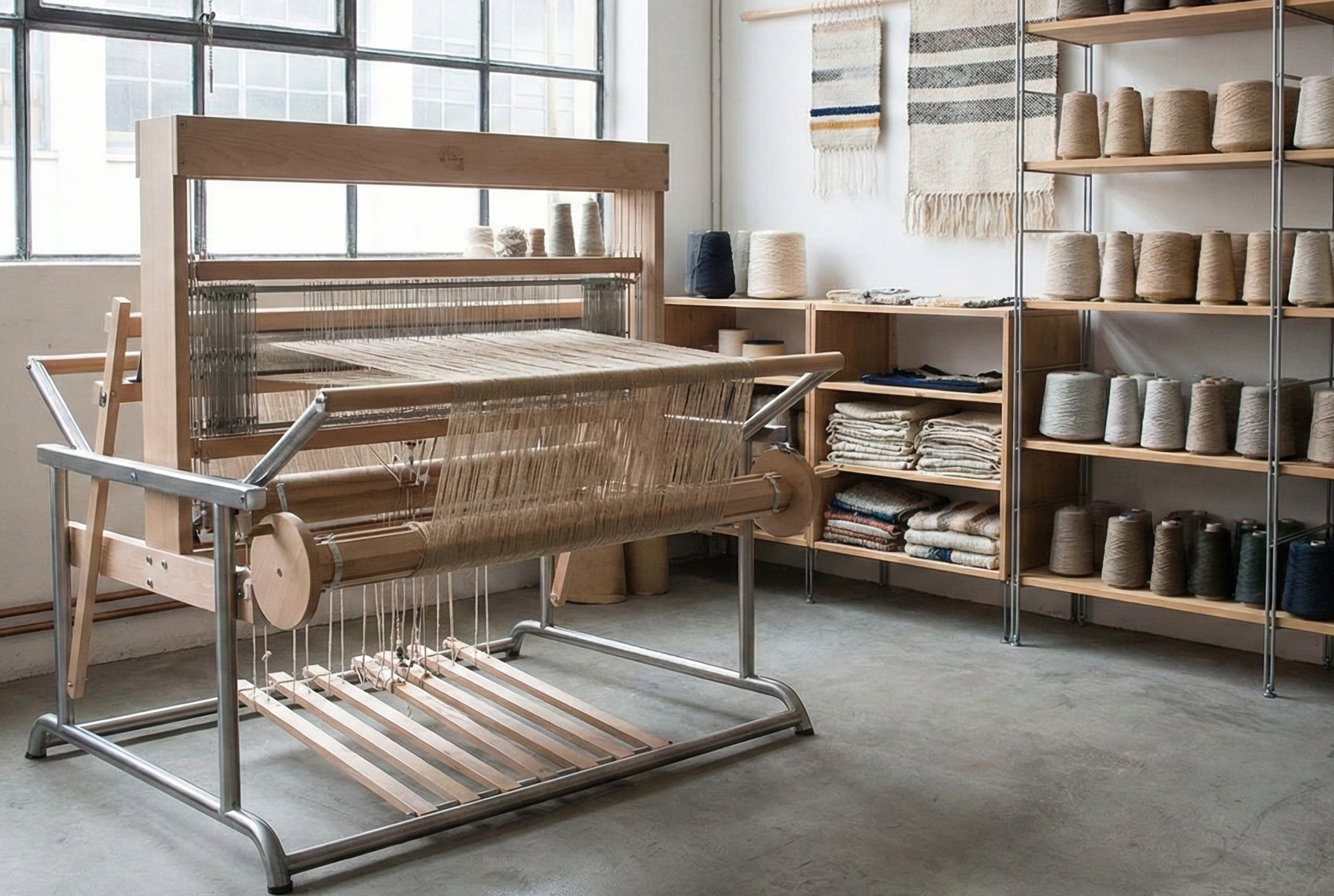 A Modern Simple Loom at Our Rug Facility in Jaipur.
